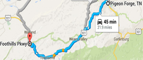 Foothills Parkway map route